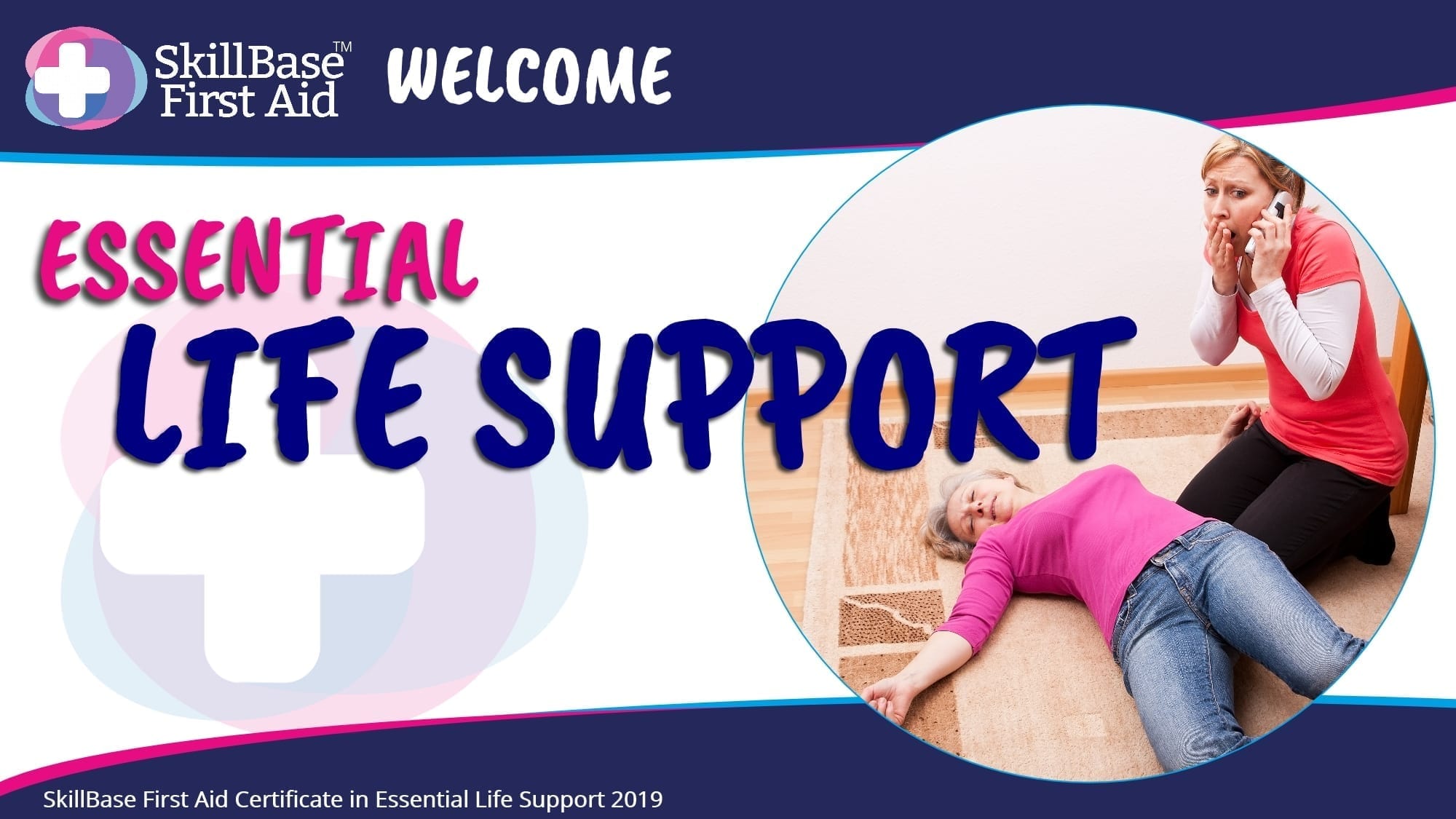 A woman on the floor unconscious with a lady kneeling whilst on the phone to get help.