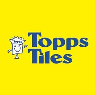 Topps Tiles Logo in a yellow square with Blue text