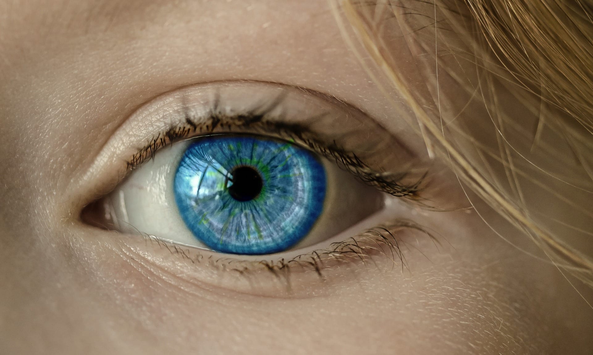 A close up shot of a blue eye.