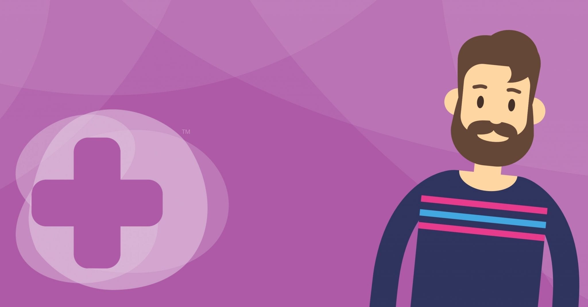 A cartoon man in front of a skillbase first aid background.