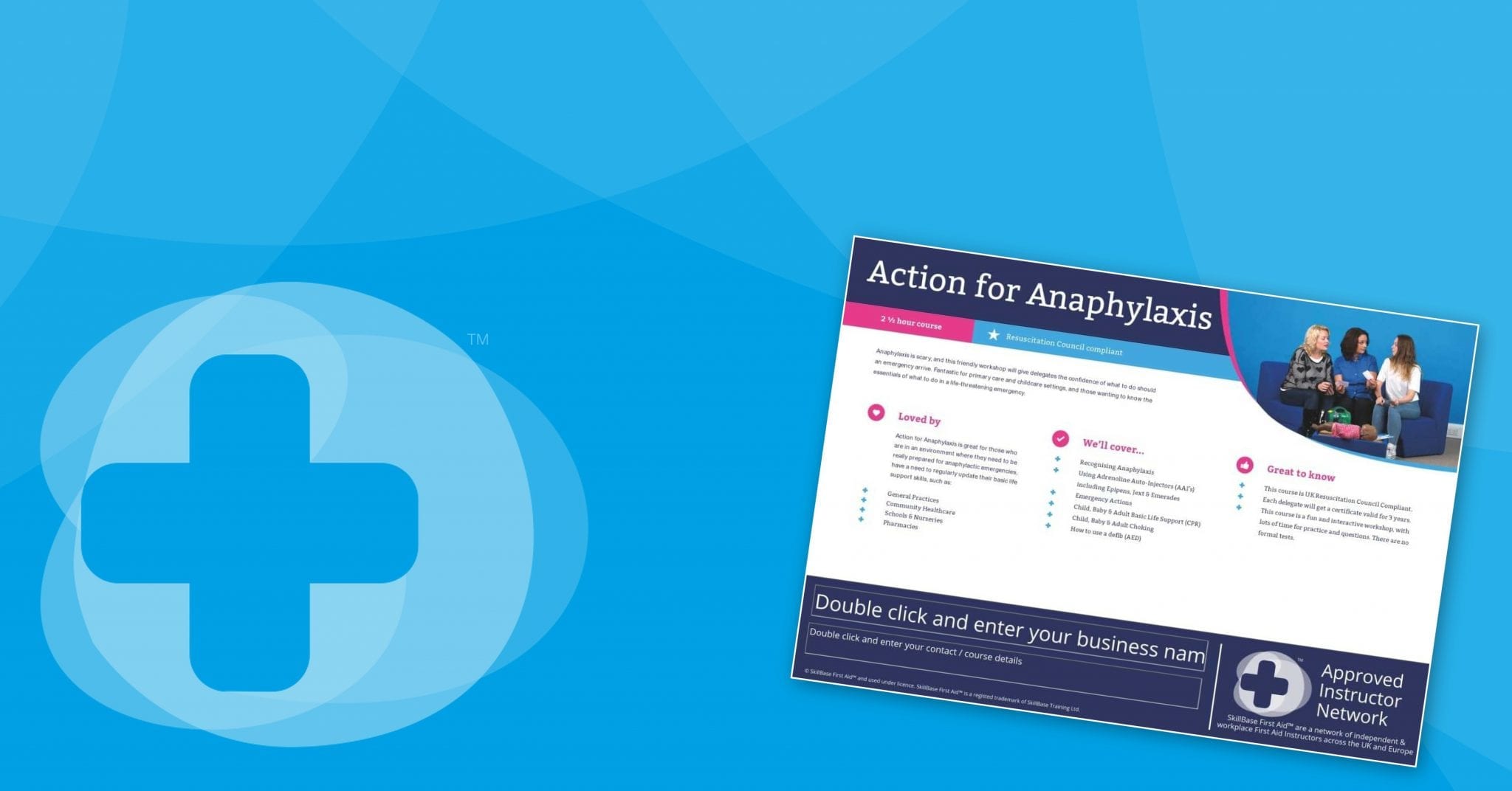 A banner with the skilbase logo and a excerpt from the Action for Anaphylaxis course material