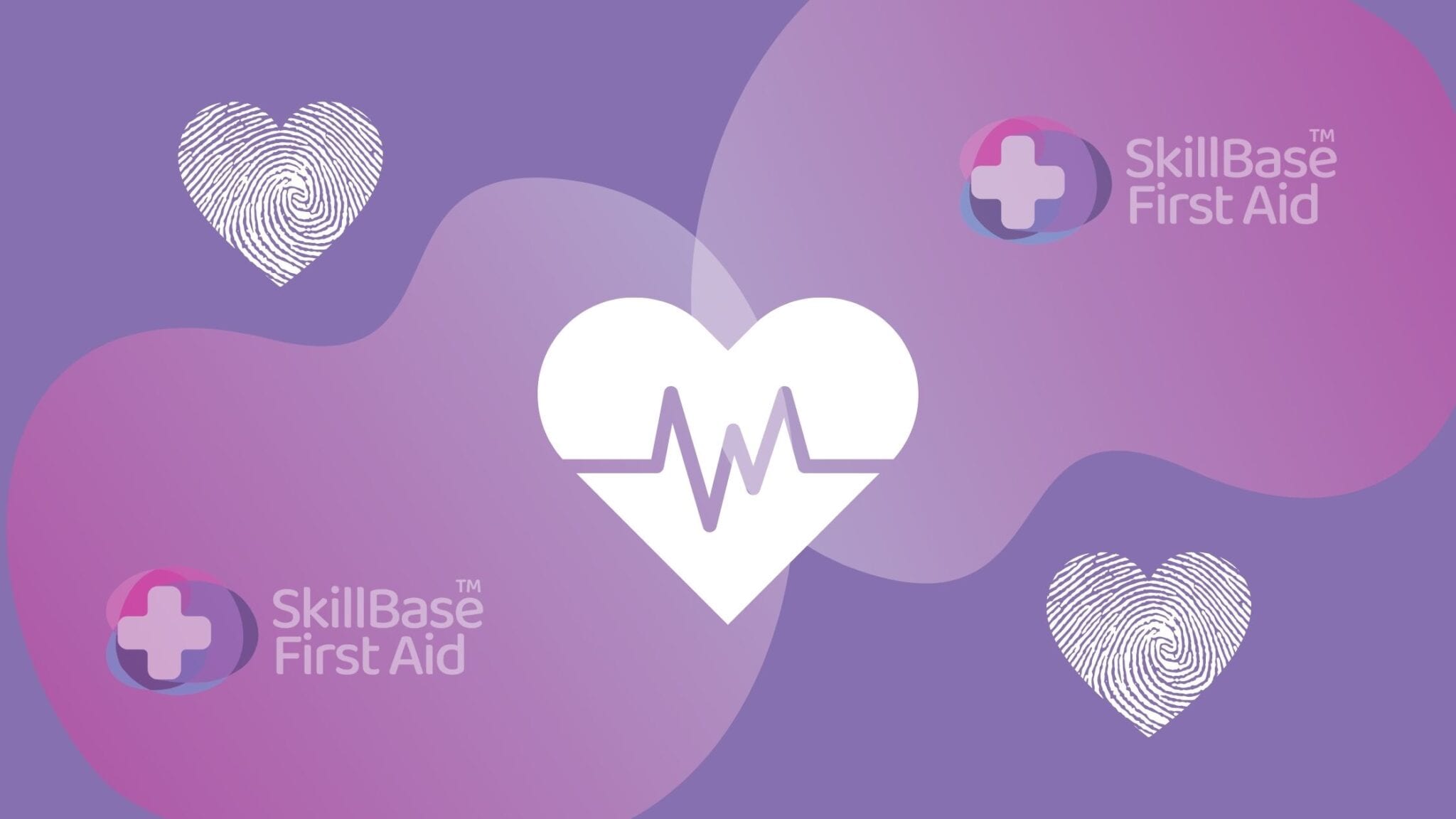 A decorative banner about keeping our heart healthy. A heart is in the middle of the image with skillbase branding.