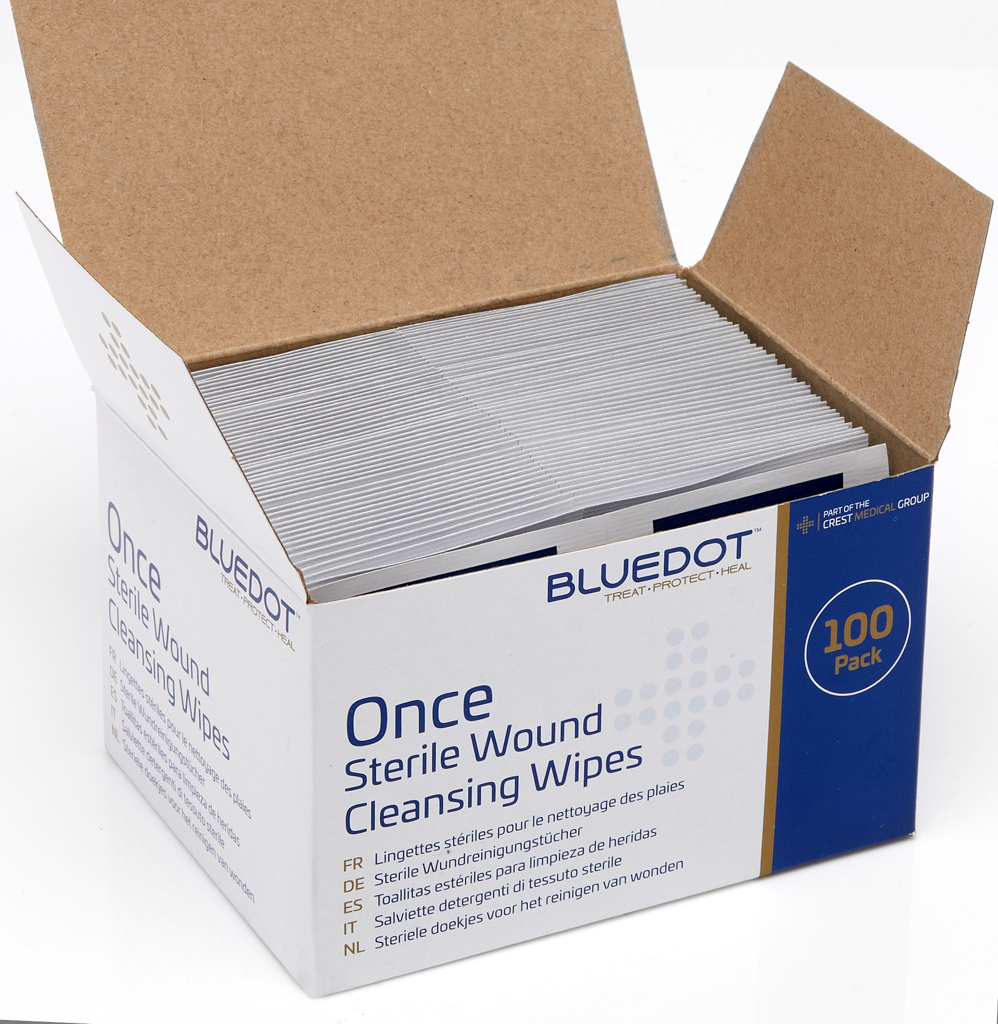 Blue Dot Sterile Saline Wipes are an essential addition to any first aid kit, designed to clean wounds and broken skin effectively. Impregnated with a 0.9% sodium chloride solution, these wipes are safe for all skin types, including children's sensitive skin. Individually wrapped and sterile, they ensure hygienic application every time. CE marked as a medical device and available in a box of 100, Blue Dot Sterile Saline Wipes are perfect for home, workplace, and travel first aid kits.