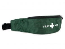 A green bumbag with the first aid logo on the front.