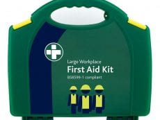 A large workplace first aid kit in green which is BS8599-1 compliant.
