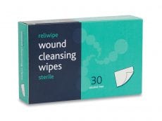 A box of 30 sterile wound cleansing wipes.
