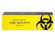 A single application body fluid clean up kit.