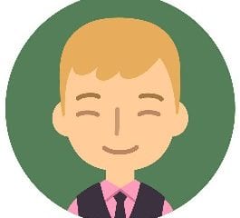 A cartoon man with blonde hair on a green background.