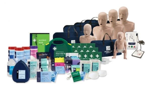 A full instructors training kit featuring 5 manikins from child to adult, a full first aid kit and extras.