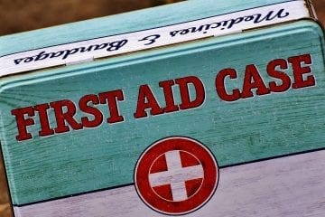 An older style first aid tin.